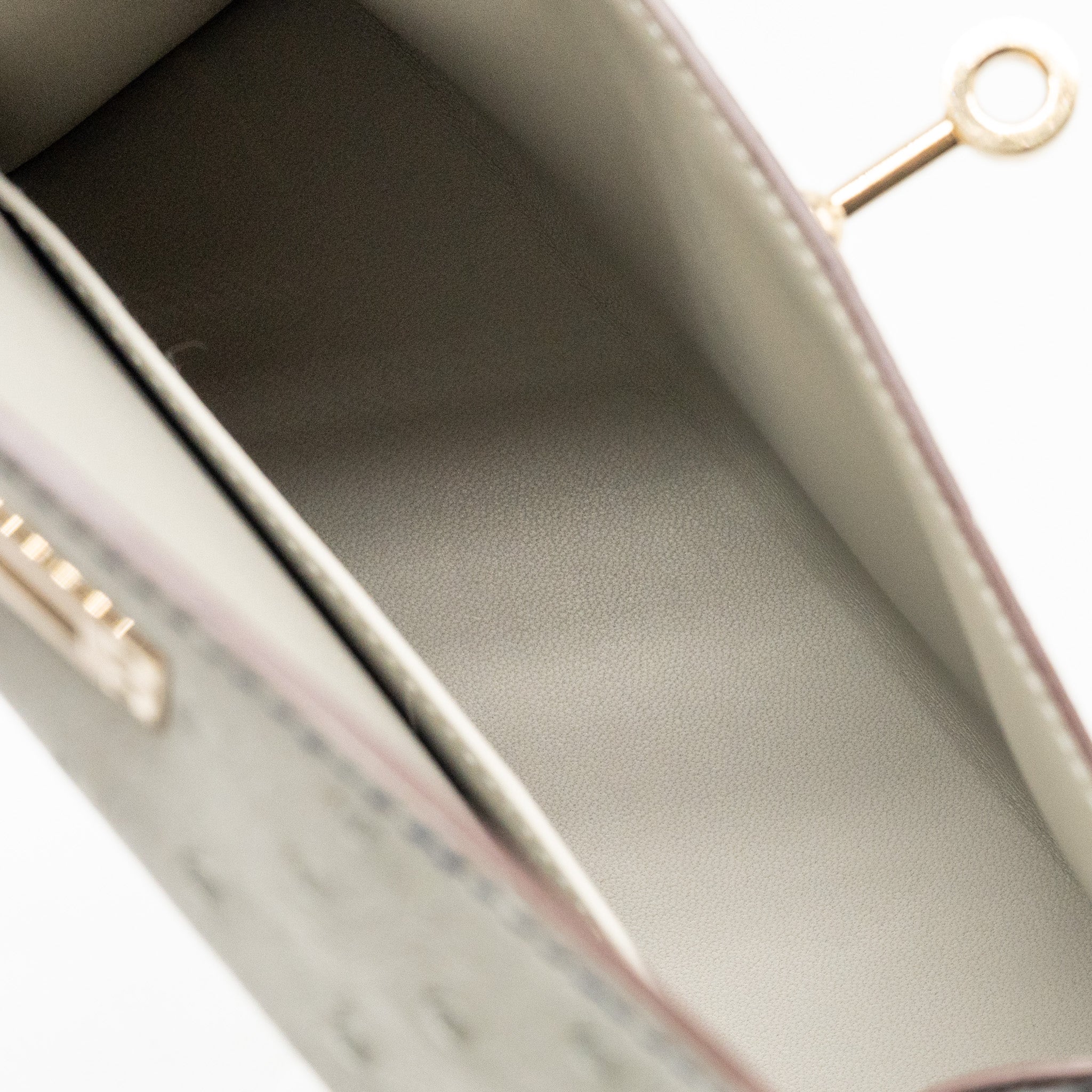 HERMES MINI KELLY SPECIAL ORDER OSTRICH GRIS PERLE/BLUE IRIS LGHW