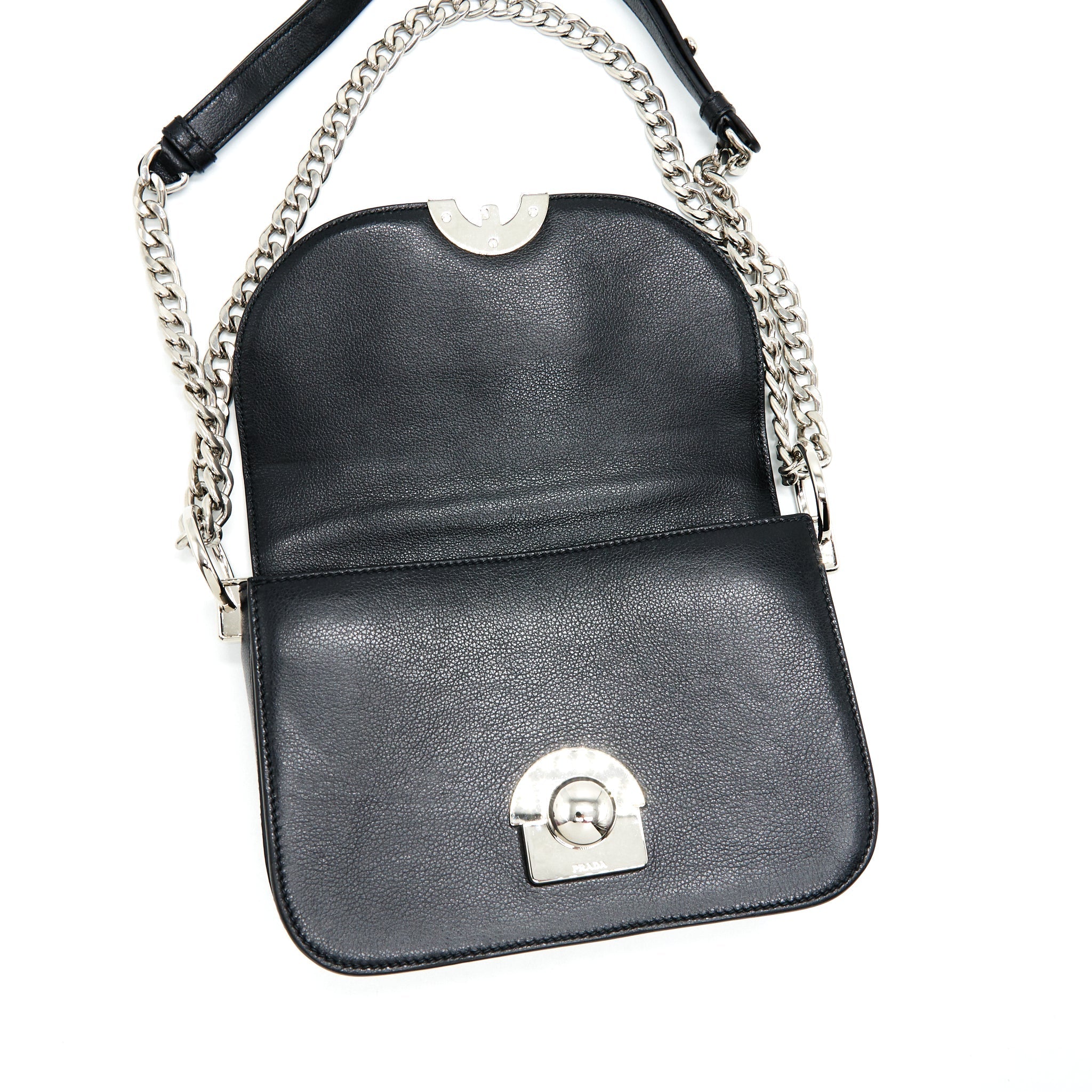 PRADA PATTINA IN GLACE BAG CALFSKIN BLACK SHW