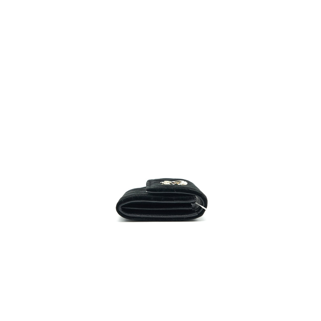 CHANEL VELVET CC CRYSTAL LOGO SMALL FLAP WALLET