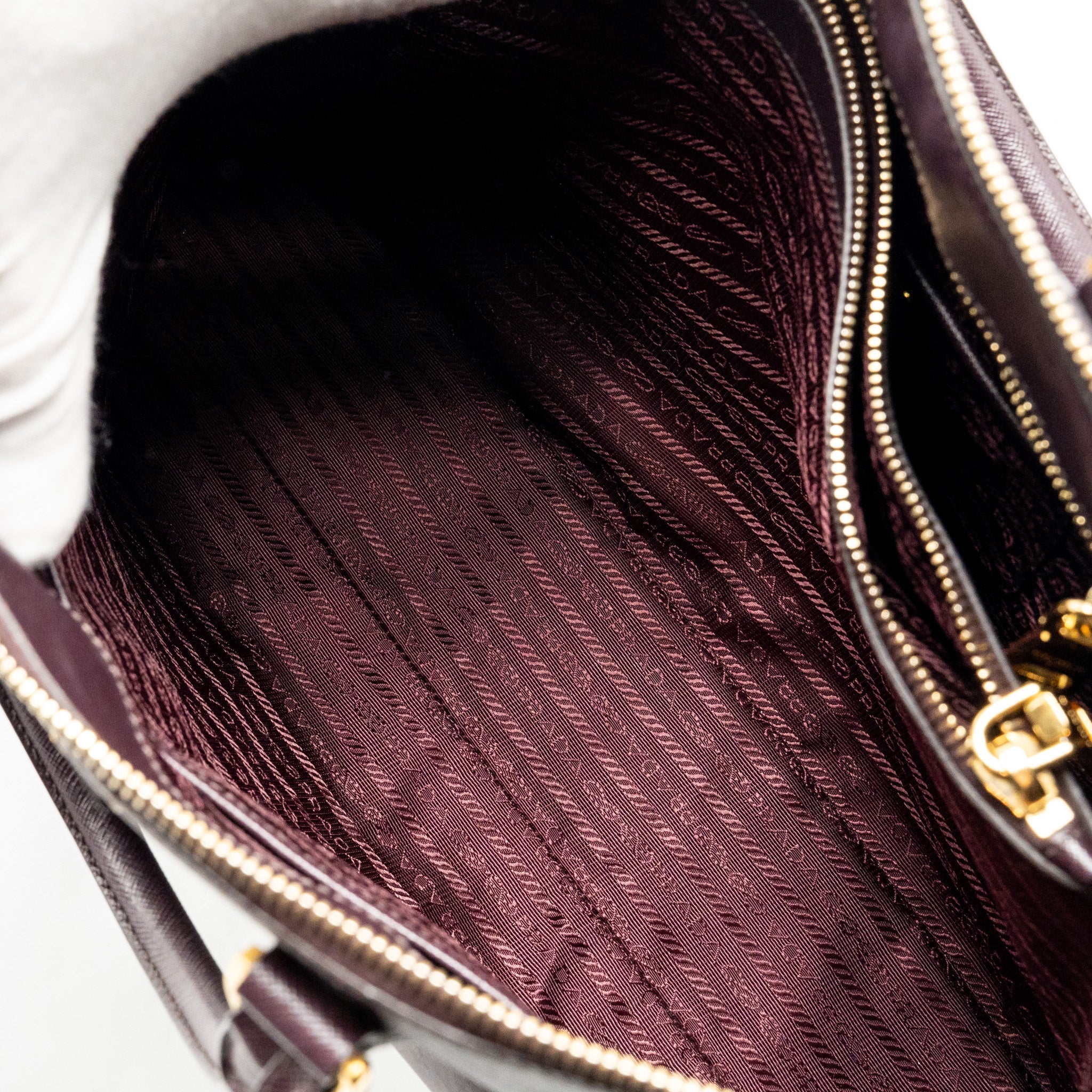 PRADA SAFFIANO VERNICE PROMENADE LARGE DOME TOTE BAG LEATHER MOGANO GHW
