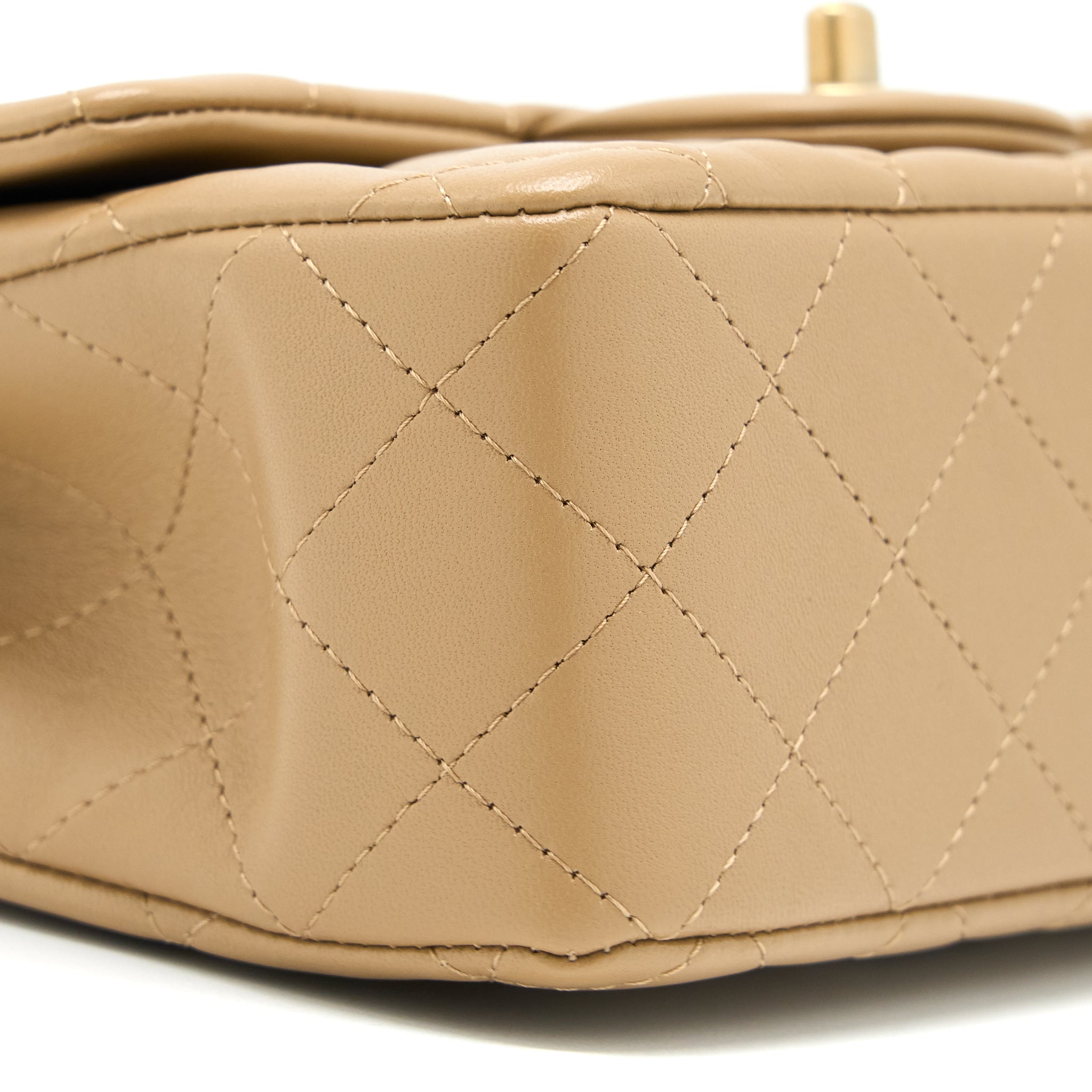 CHANEL 22B DETAIL TOP HANDLE MINI RECTANGULAR LAMBSKIN NJ528 DARK BEIGE BRUSHED GHW