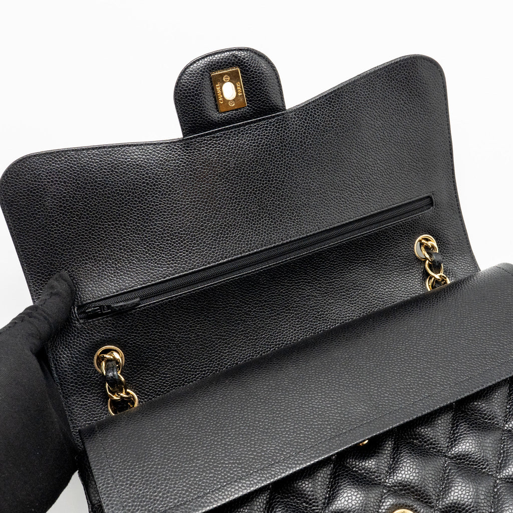 CHANEL JUMBO CLASSIC DOUBLE FLAP BAG CAVIAR BLACK GHW