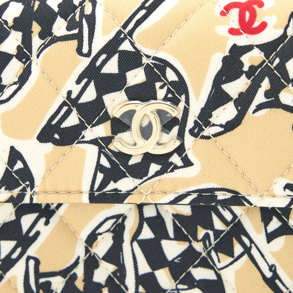 CHANEL MINI CLUTCH WITH CHAINS FABRIC MULTICOLOUR LGHW (MICROCHIP)