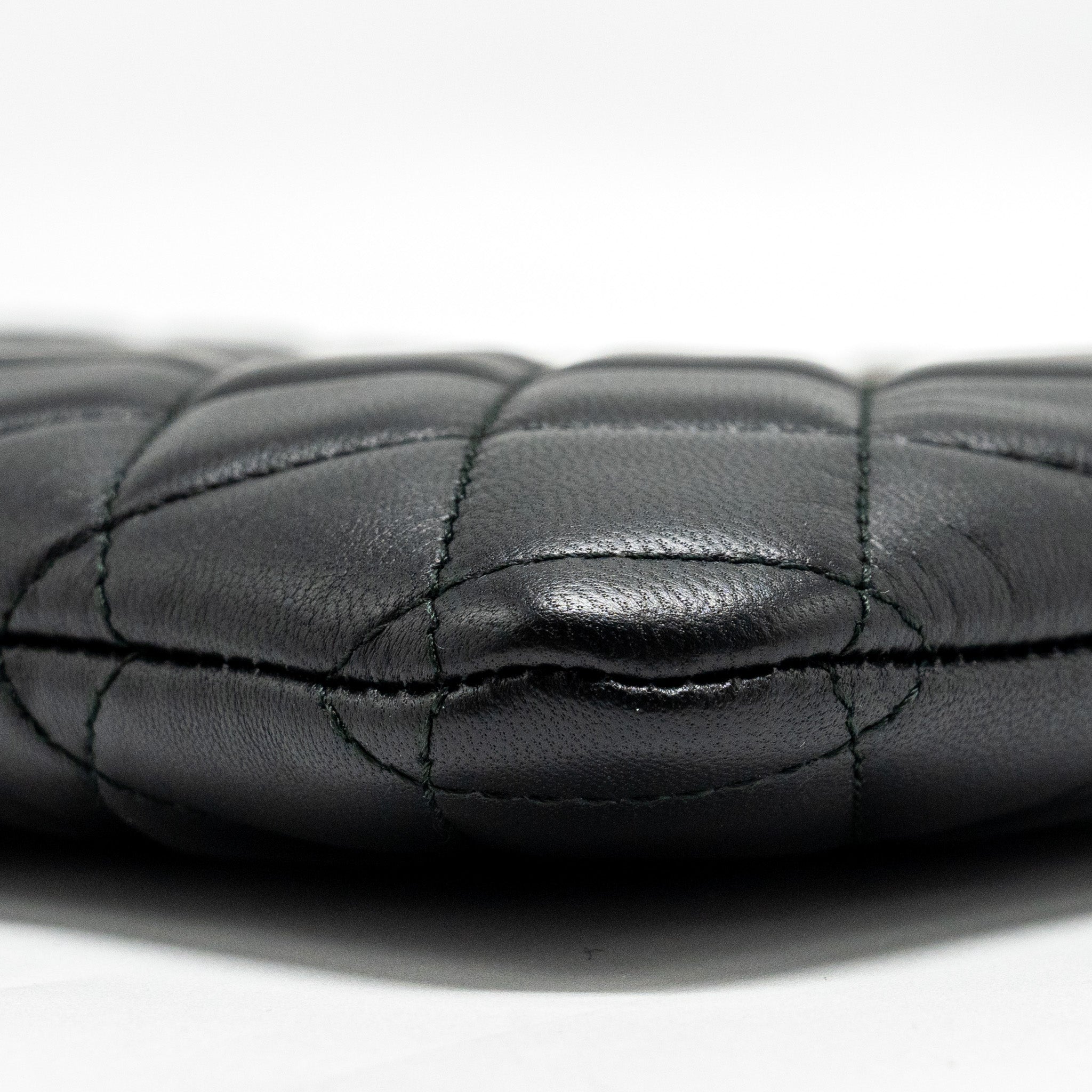 CHANEL BOY POUCH LAMBSKIN BLACK RUTHENIUM  HARDWARE