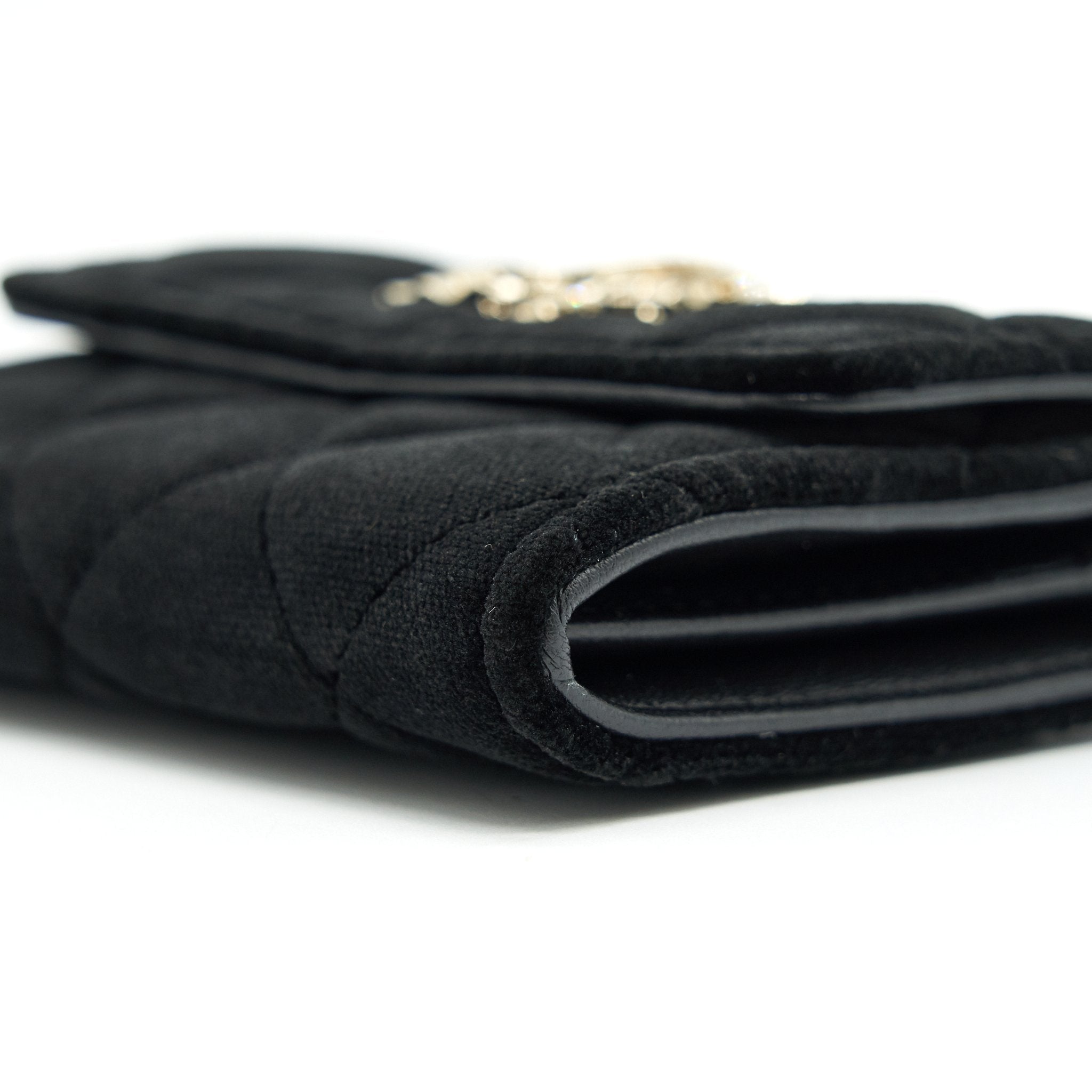 CHANEL VELVET CC CRYSTAL LOGO SMALL FLAP WALLET