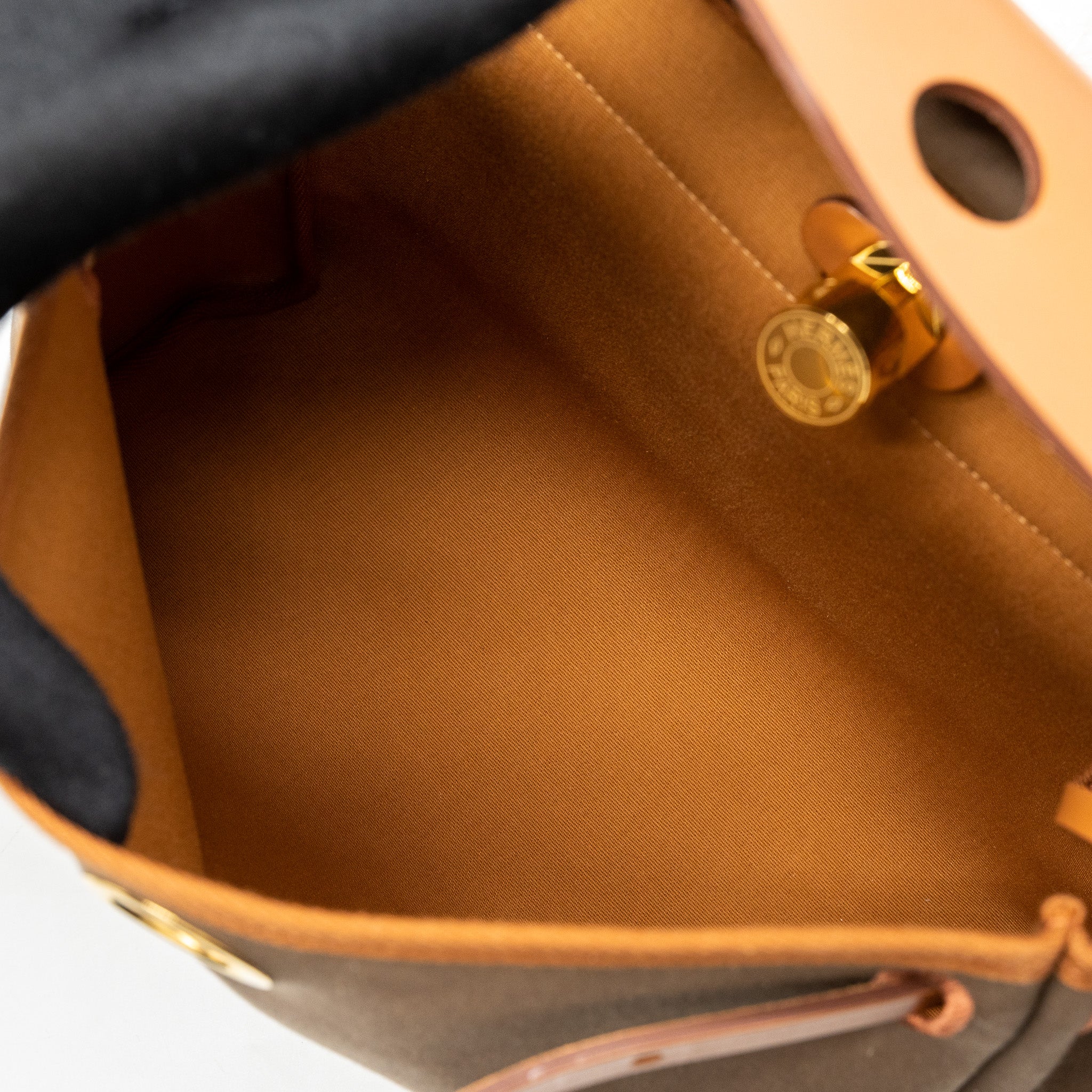 HERMES HERBAG 31 ZIP BAG CANVAS/VACHE HUNTER ETOUPE-DUNE/FAUVE GHW