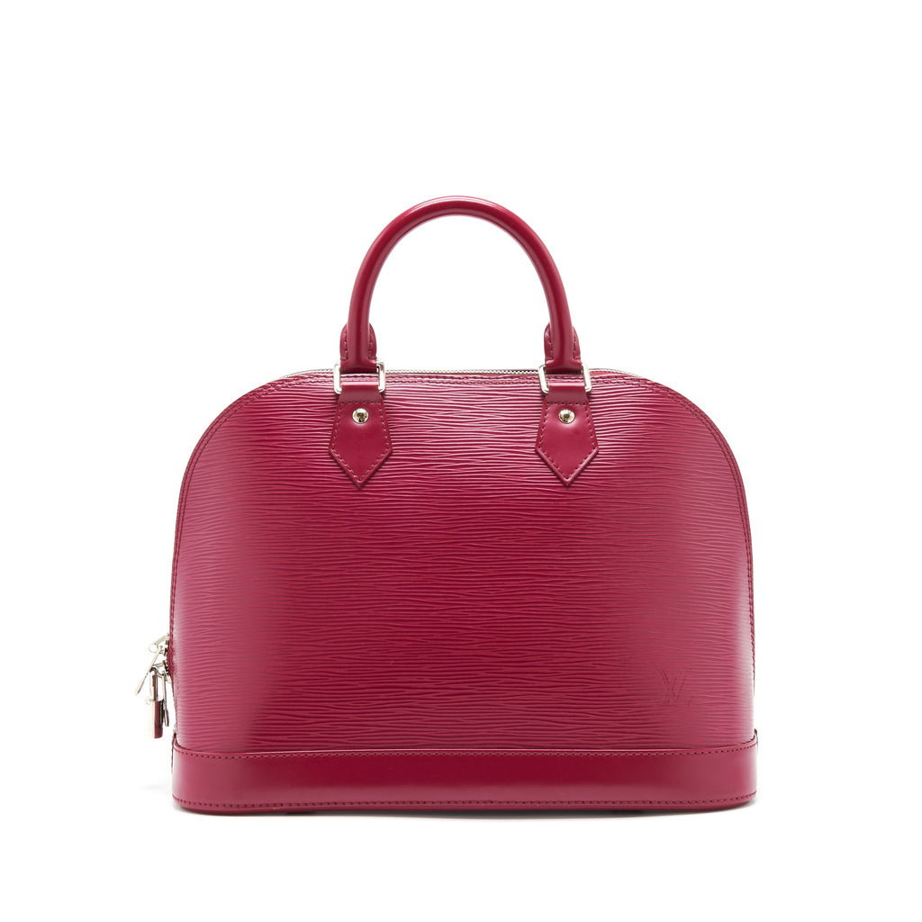 LOUIS VUITTON ALMA PM EPI DARK RED SHW WITH INITIAL J.Y ON KEY TAG