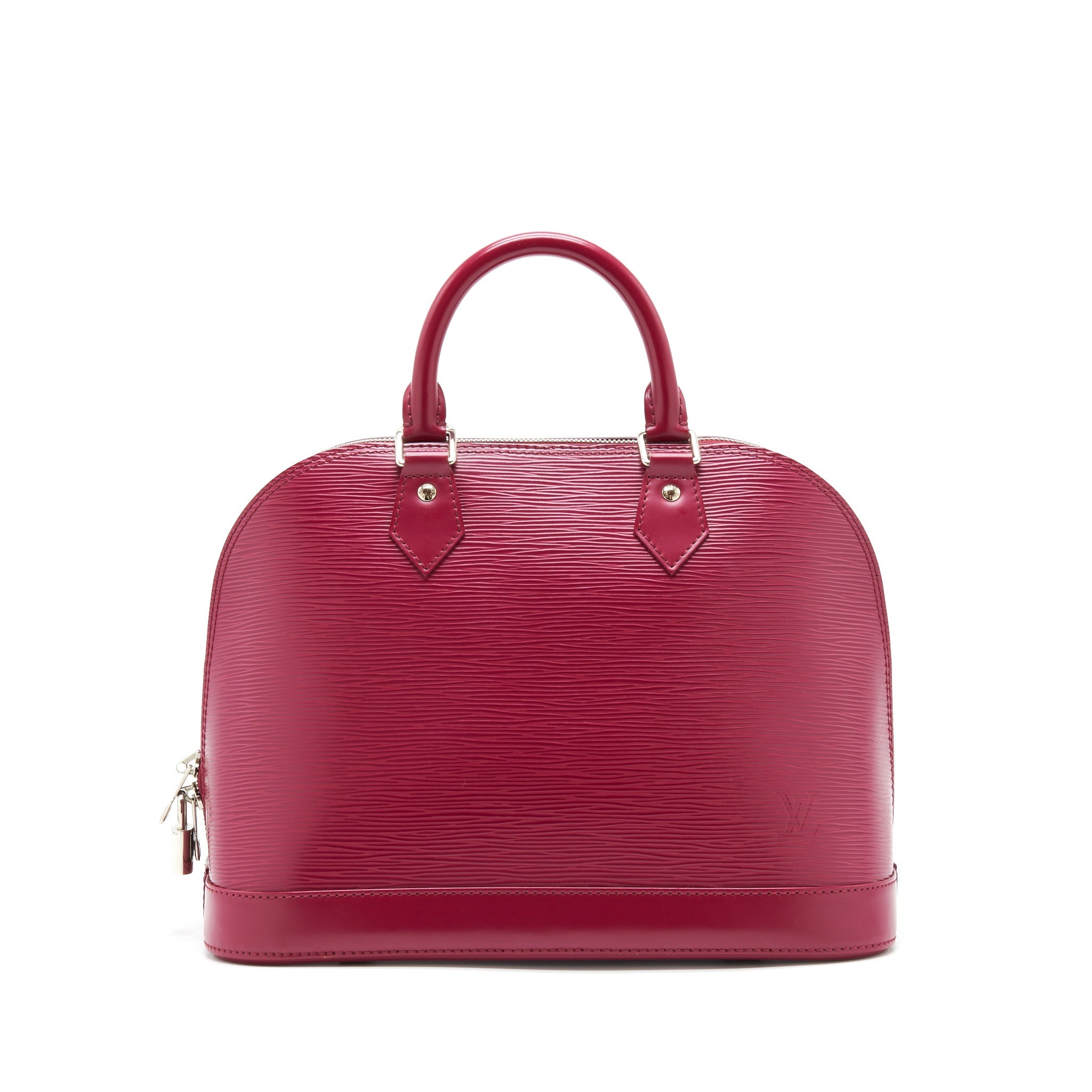 LOUIS VUITTON ALMA PM EPI DARK RED SHW WITH INITIAL J.Y ON KEY TAG