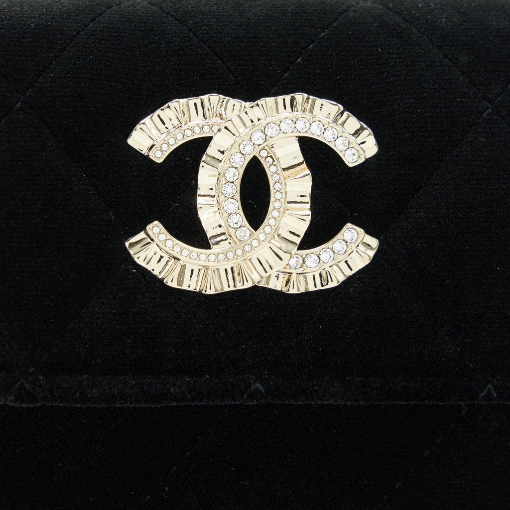 CHANEL VELVET CC CRYSTAL LOGO SMALL FLAP WALLET