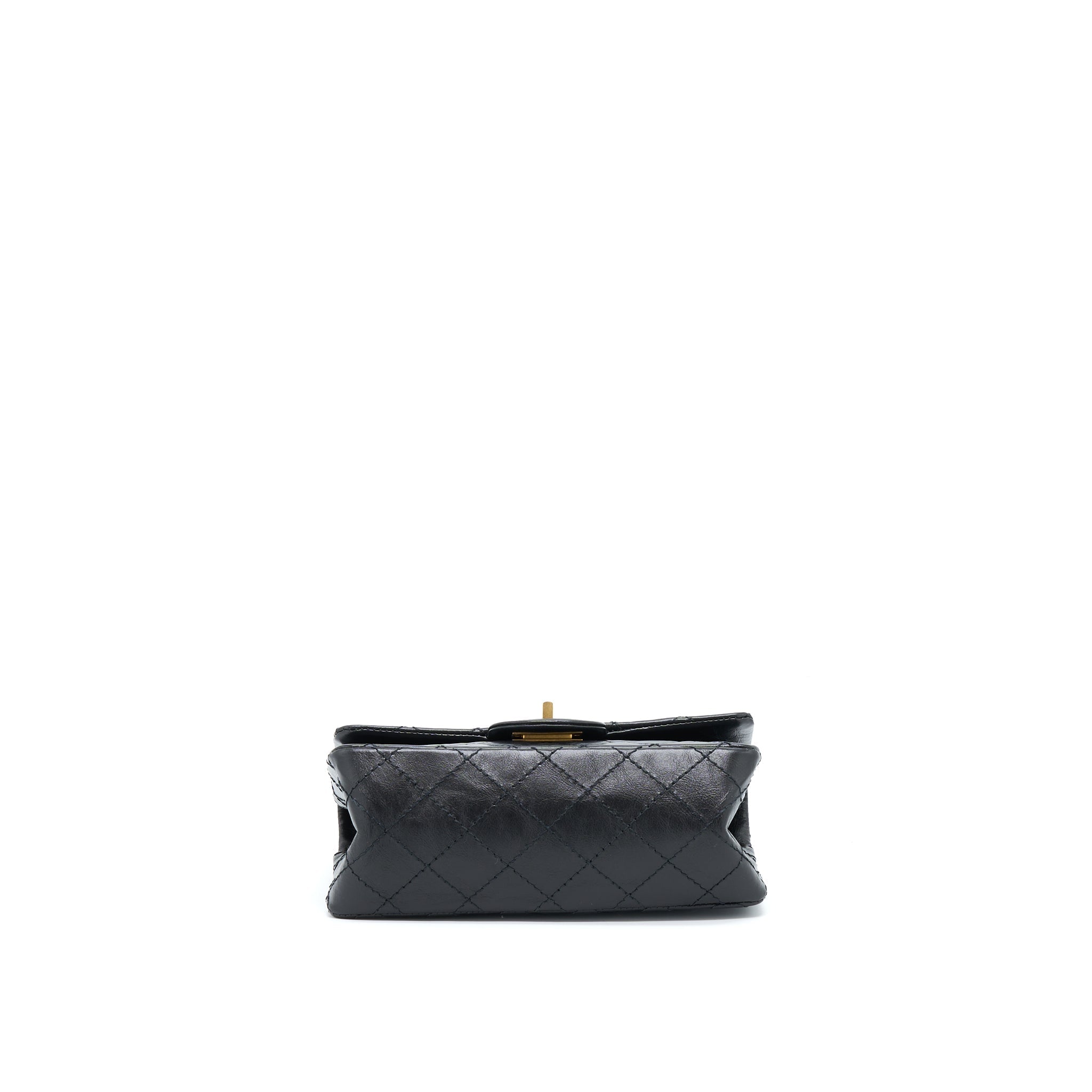 CHANEL MINI 2.55 REISSUE FLAP BAG AGED CALFSKIN BLACK BRUSHED GHW (MICROCHIP)