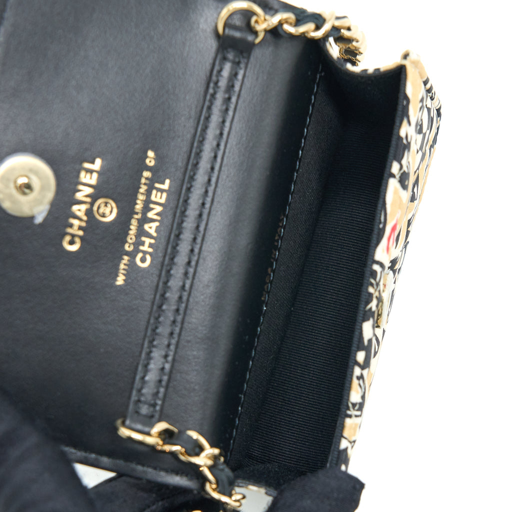 CHANEL MINI CLUTCH WITH CHAINS FABRIC MULTICOLOUR LGHW (MICROCHIP)