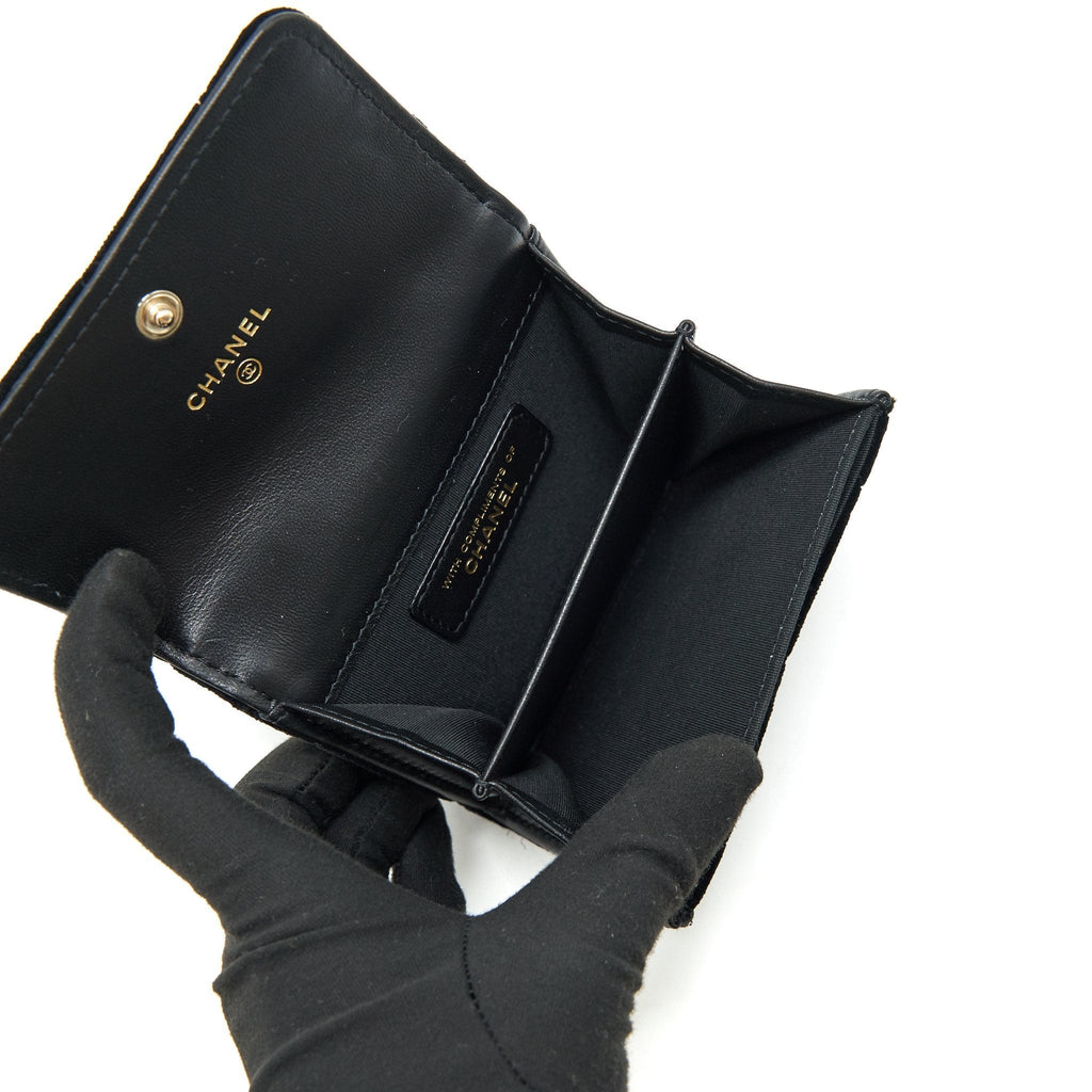 CHANEL VELVET CC CRYSTAL LOGO SMALL FLAP WALLET
