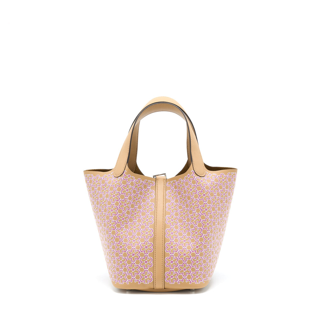 HERMES PICOTIN 18 LUCKY DAISY SWIFT CHAI/ROSE/BLANC SHW