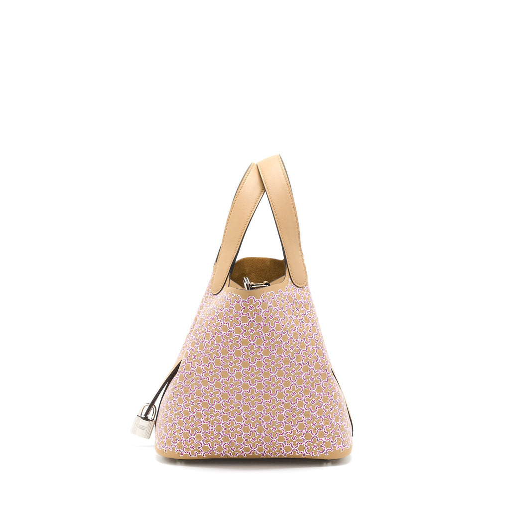 HERMES PICOTIN 18 LUCKY DAISY SWIFT CHAI/ROSE/BLANC SHW