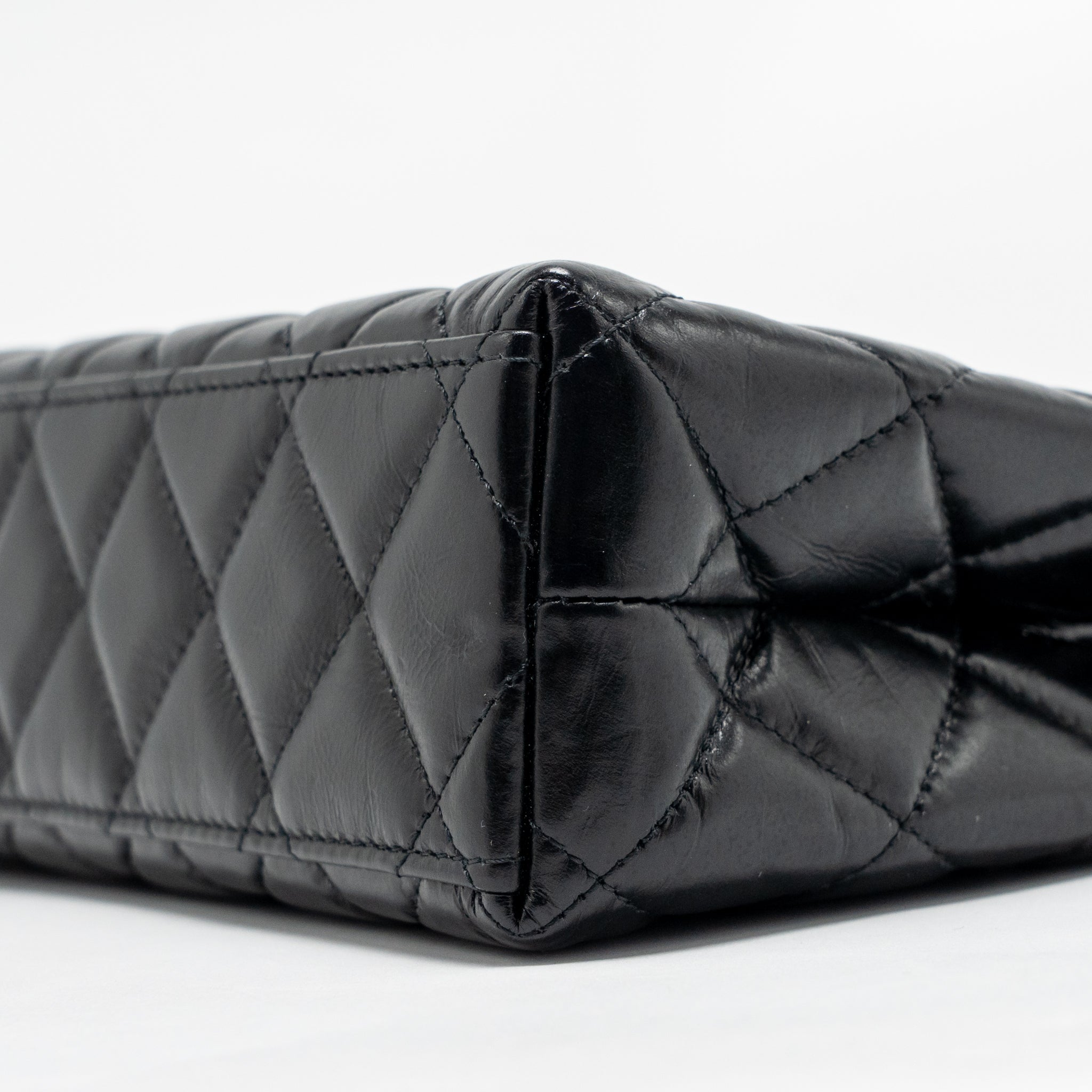 CHANEL MINI KELLY SHOPPING TOTE BAG CALFSKIN BLACK GHW (MICROCHIP)
