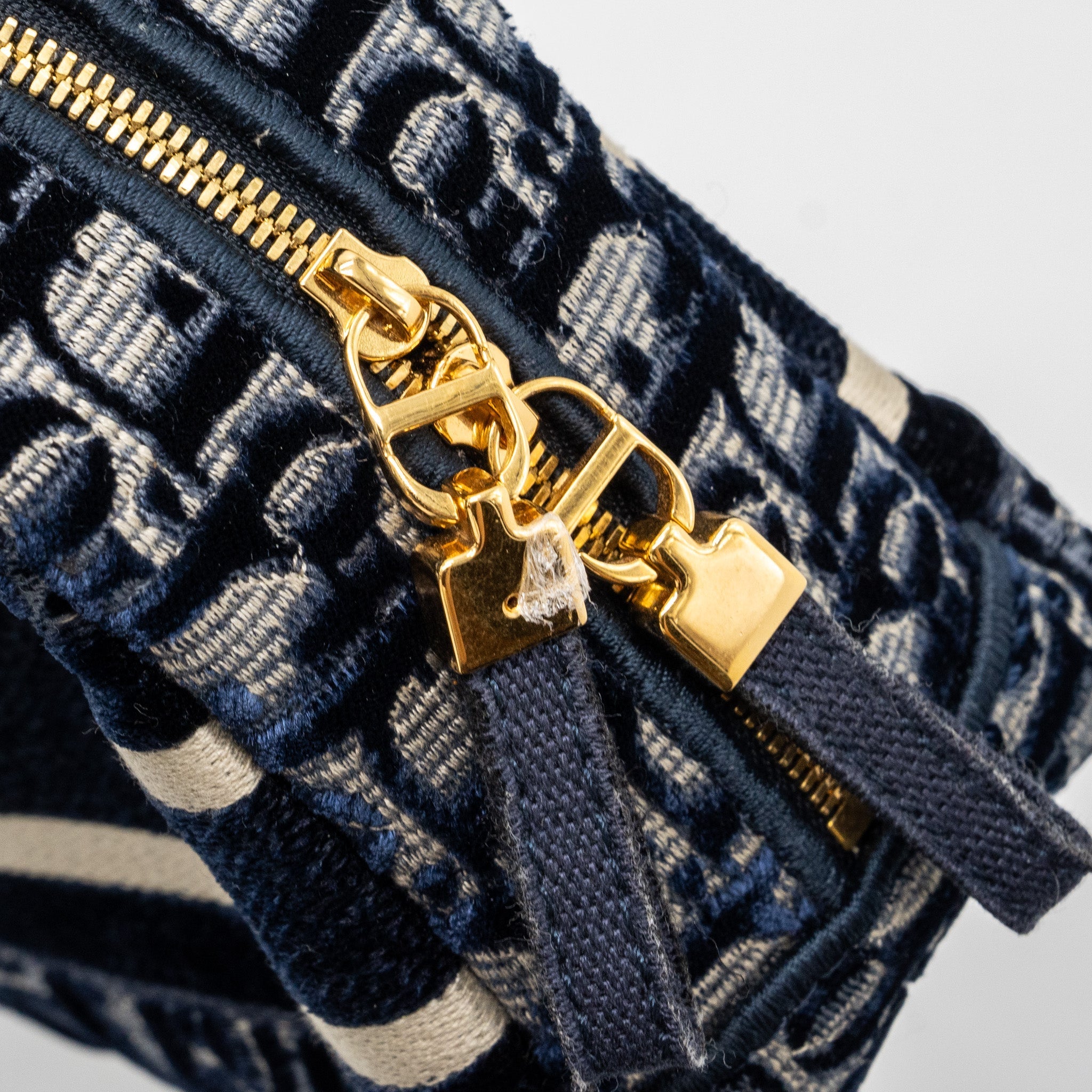 DIOR BEAUTY POUCH BLUE DIOR OBLIQUE JACQUARD/VELVET GHW