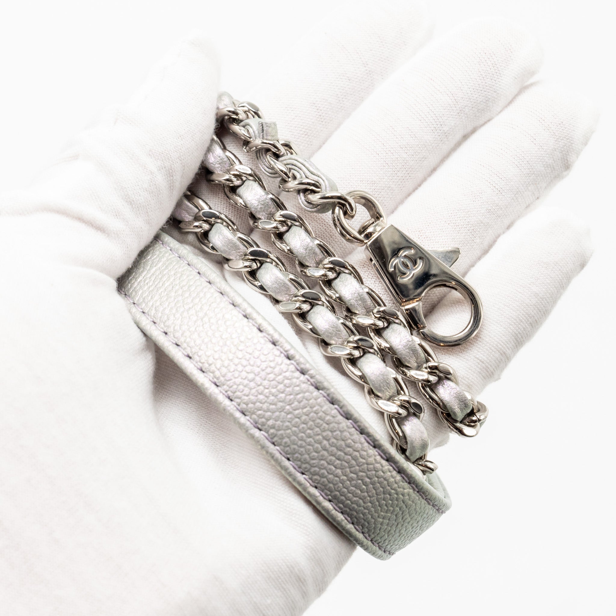 CHANEL SMALL COCO HANDLE CAVIAR IRIDESCENT LIGHT BLUE MULTICOLOUR HARDWARE(MICROCHIP)