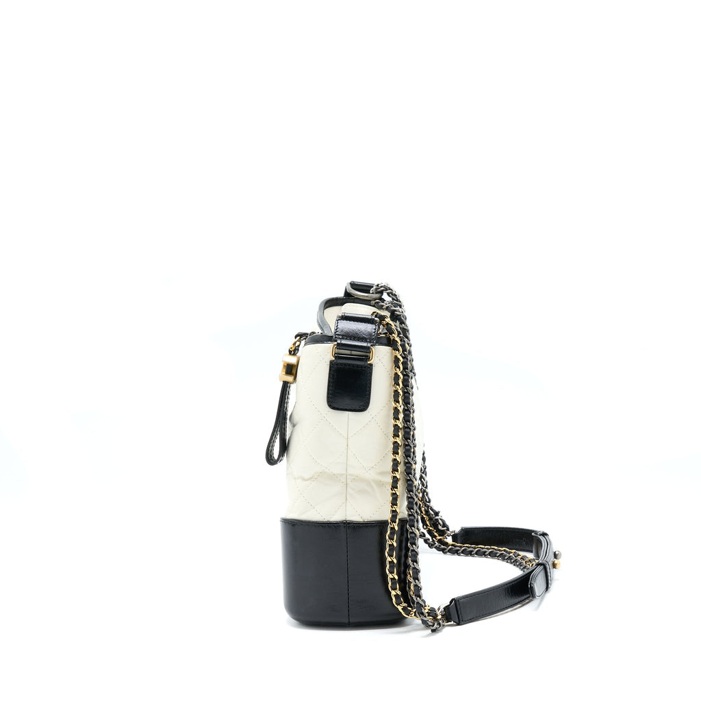 CHANEL LARGE GABRIELLE HOBO BAG WHITE/BLACK MULTICOLOUR HARDWARE