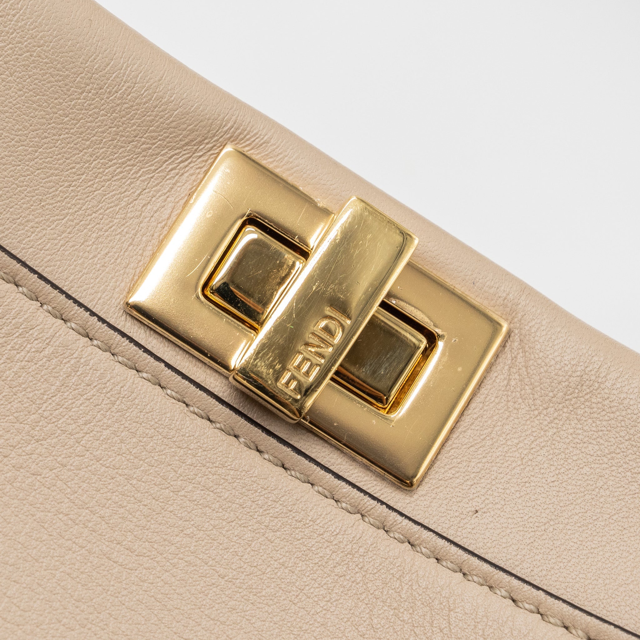 FENDI PEEKABOO MINI CALFSKIN BEIGE GHW