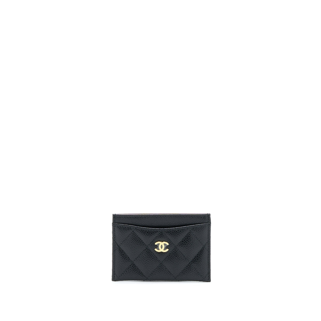 CHANEL CLASS QUILTED CARD HOLDER CAVIAR BLACK GHW