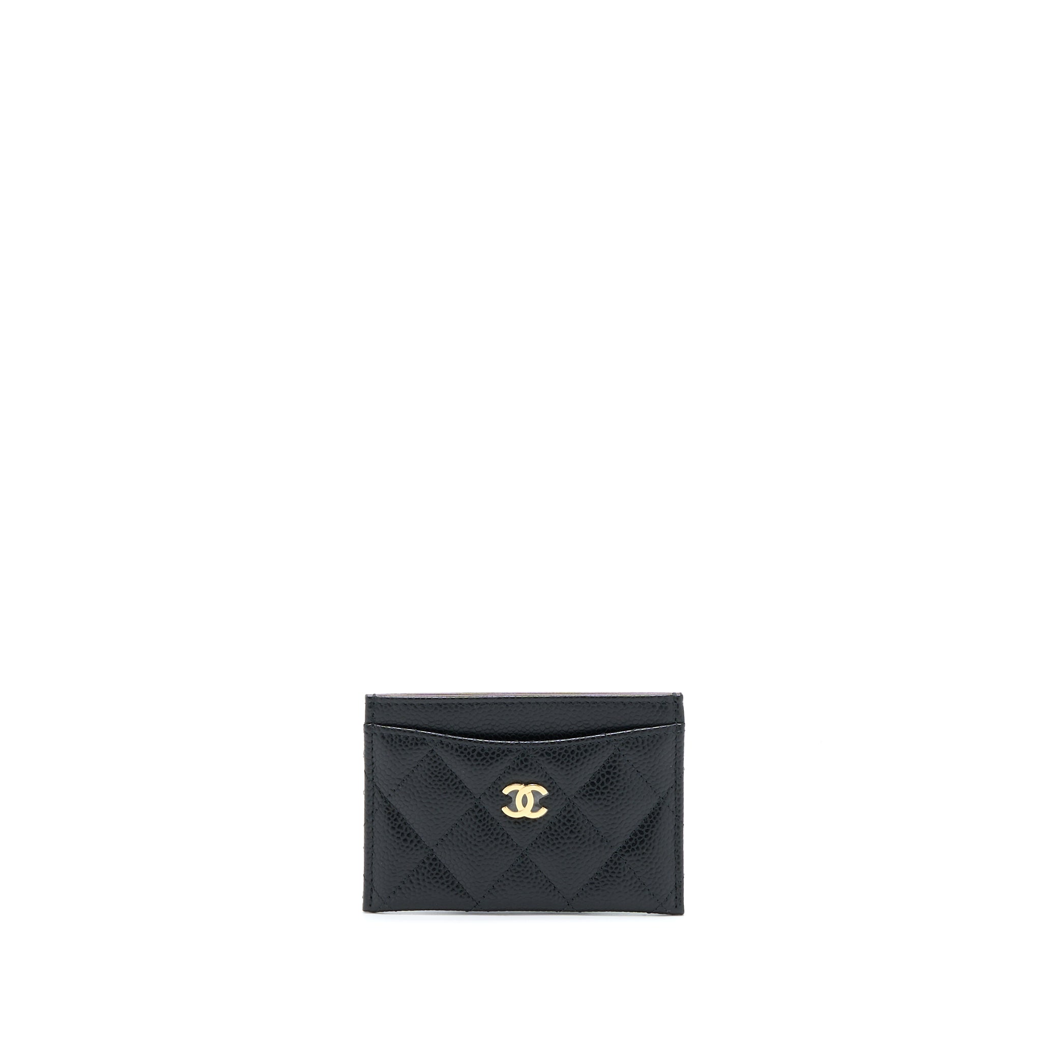 CHANEL CLASS QUILTED CARD HOLDER CAVIAR BLACK GHW