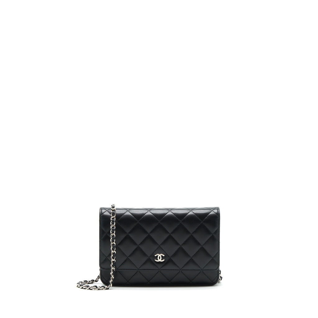 CHANEL CLASSIC WALLET ON CHAIN LAMBSKIN BLACK SHW