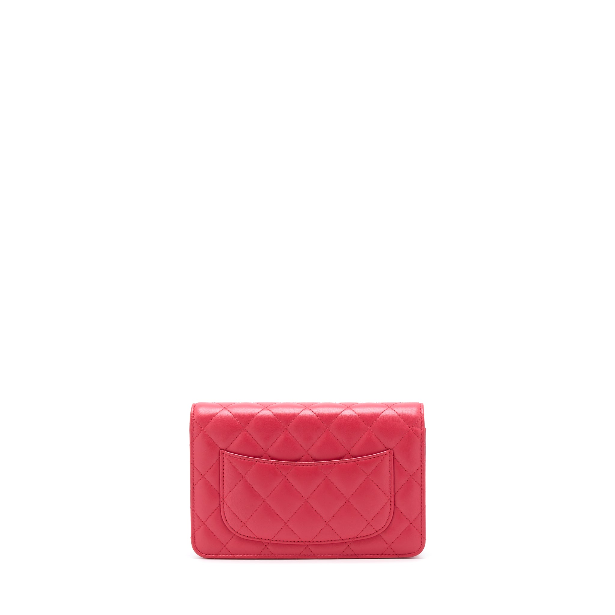 CHANEL CLASSIC WALLET ON CHAIN LAMBSKIN RED GHW