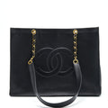 CHANEL VINTAGE CC TIMELESS SHOPPING TOTE LAMBSKIN BLACK GHW