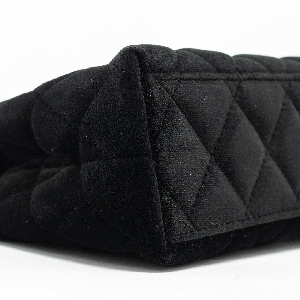 CHANEL 24A MINI SHOPPING TOTE/MINI KELLY VELVET BLACK GHW (MICROCHIP)