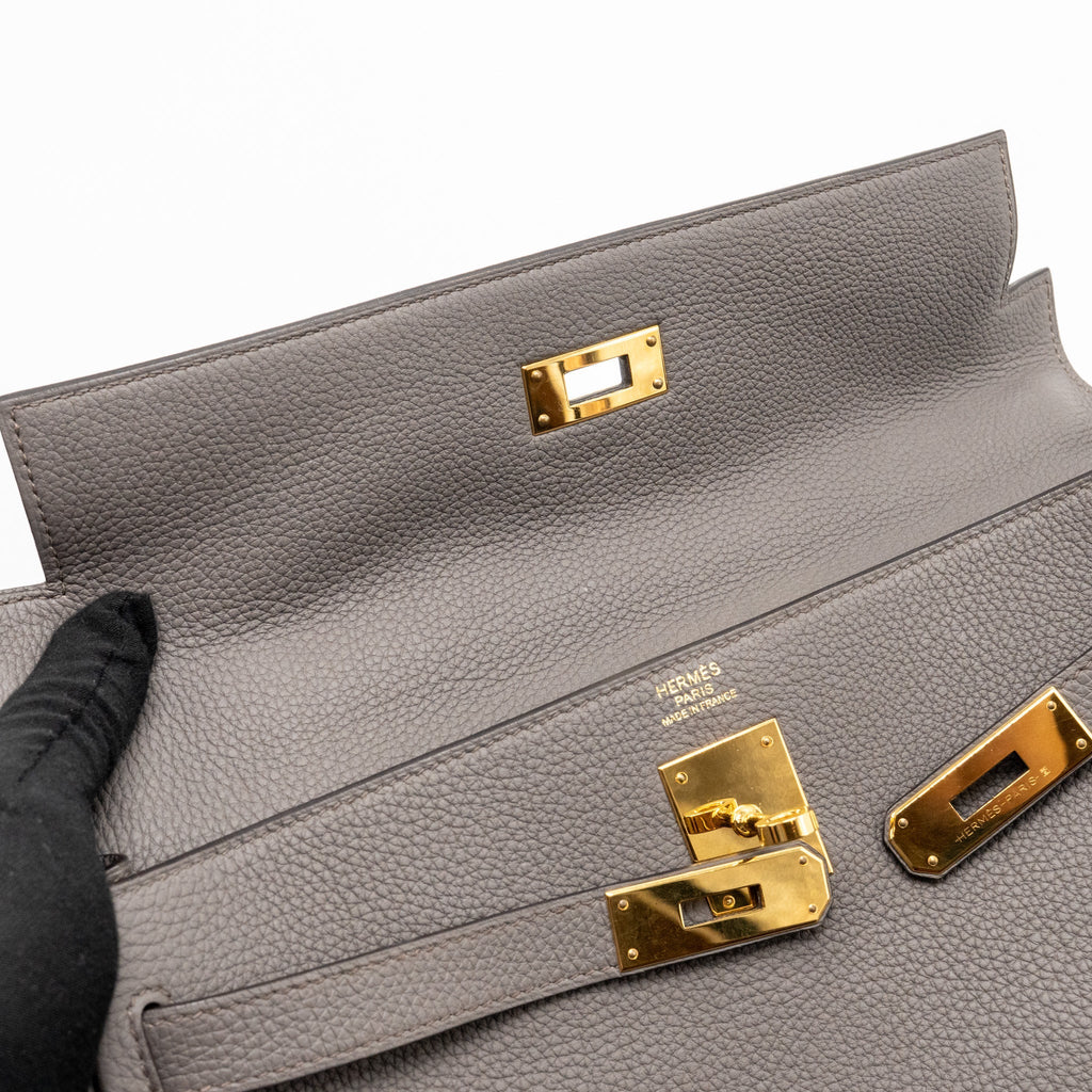HERMES KELLY 32 TOGO 8F GRIS ETAIN GHW