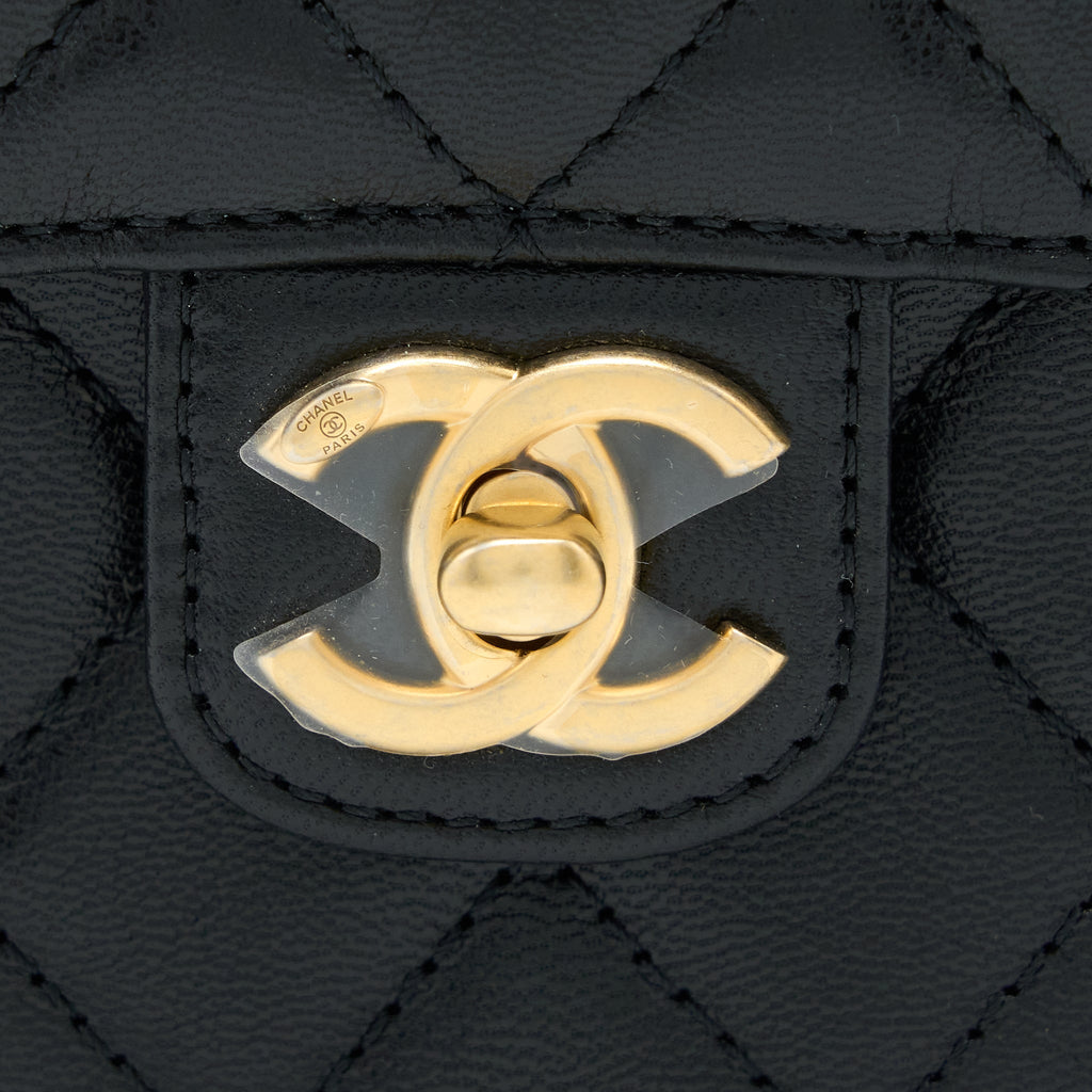 CHANEL 22K RETRO CLASSIC NEW SQUARE MINI FLAP BAG GOATSKIN BLACK GHW (MICROCHIP)