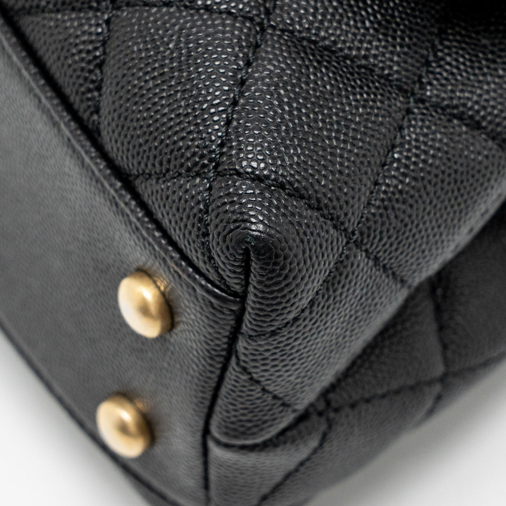 CHANEL SMALL COCO HANDLE WITH PYTHON HANDLE CAVIAR BLACK/BURGUNDY GHW
