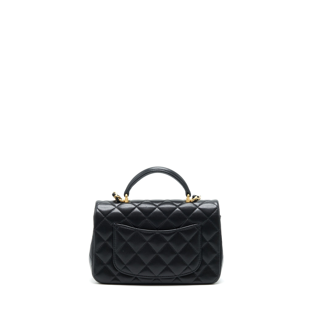 CHANEL TOP HANDLE RECTANGULAR FLAP BAG LAMBSKIN GHW