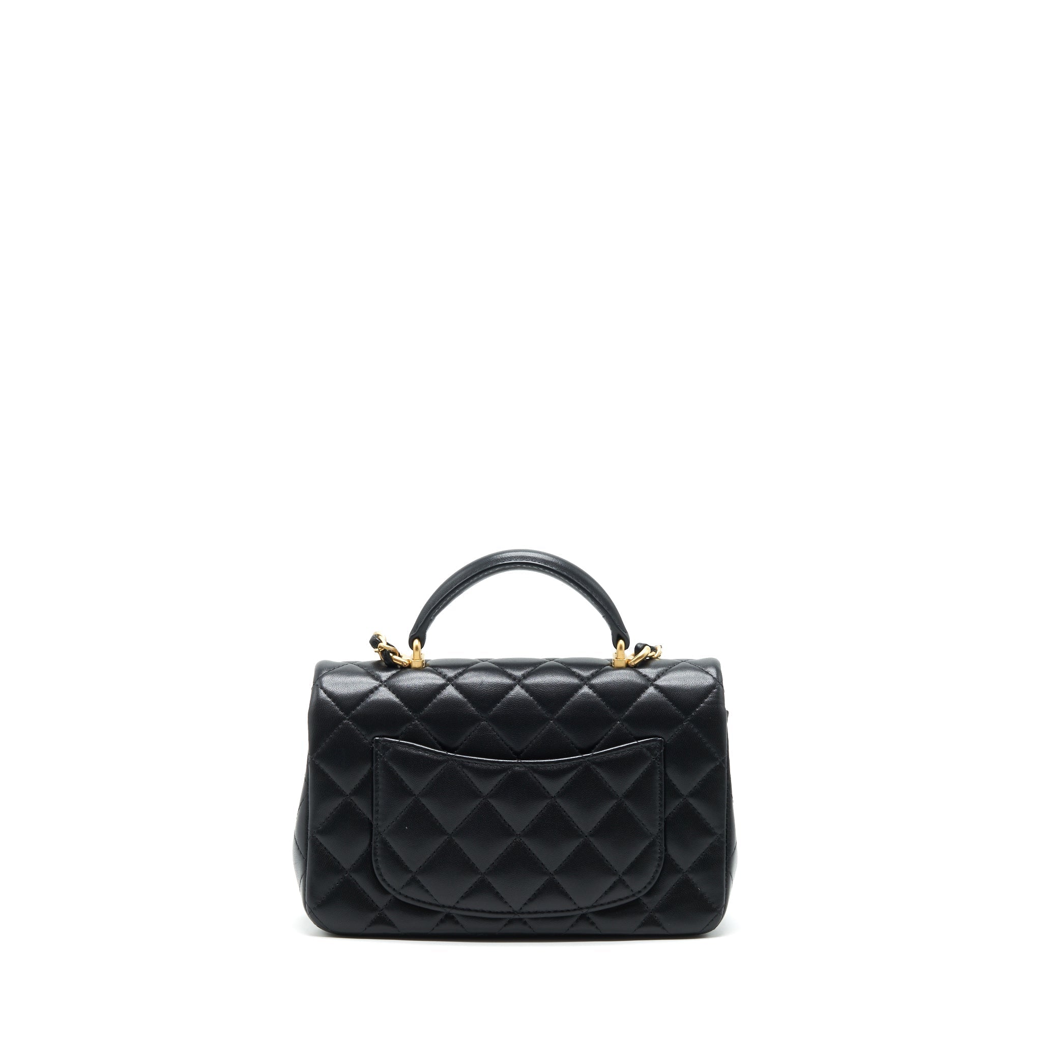 CHANEL TOP HANDLE RECTANGULAR FLAP BAG LAMBSKIN GHW