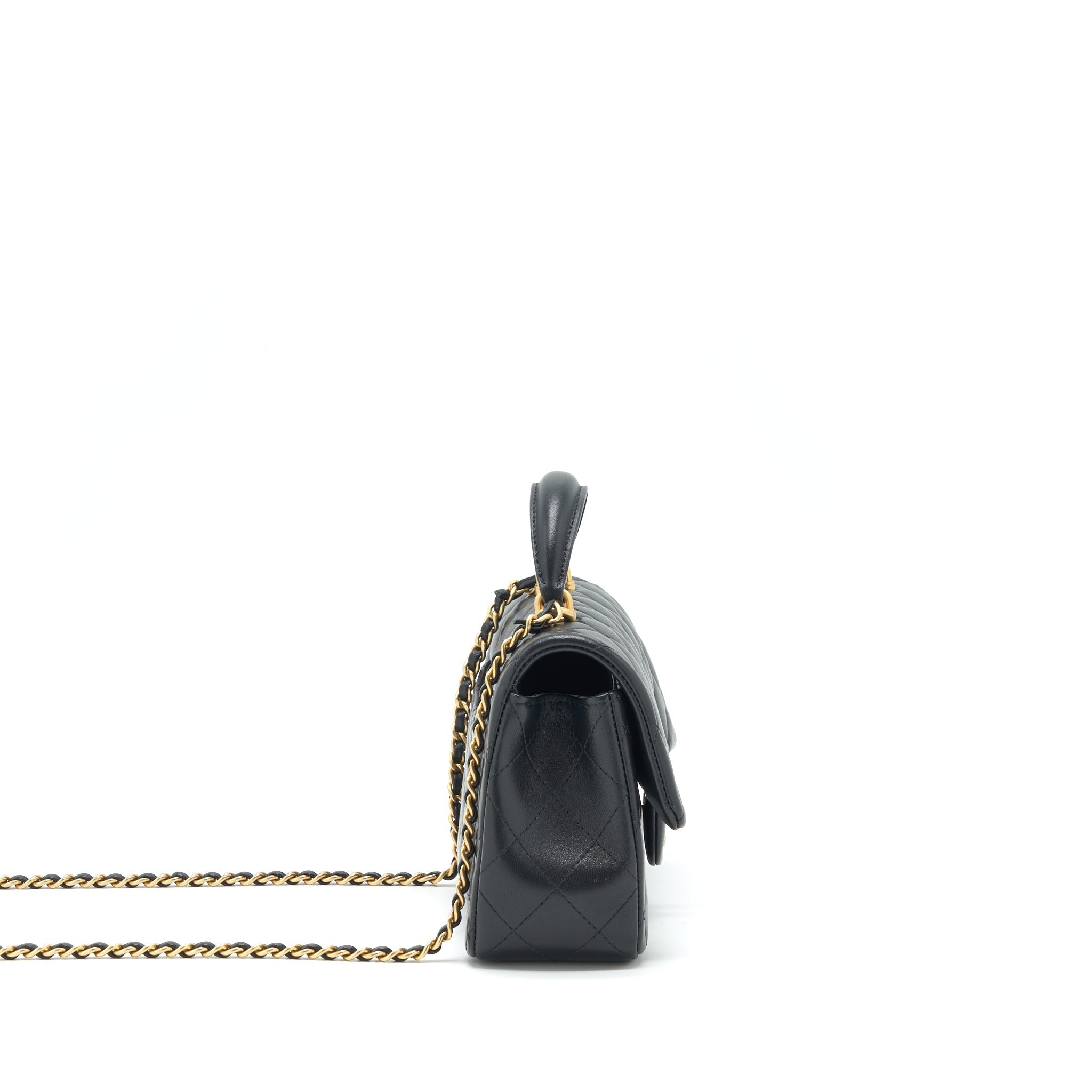 CHANEL TOP HANDLE RECTANGULAR FLAP BAG LAMBSKIN GHW