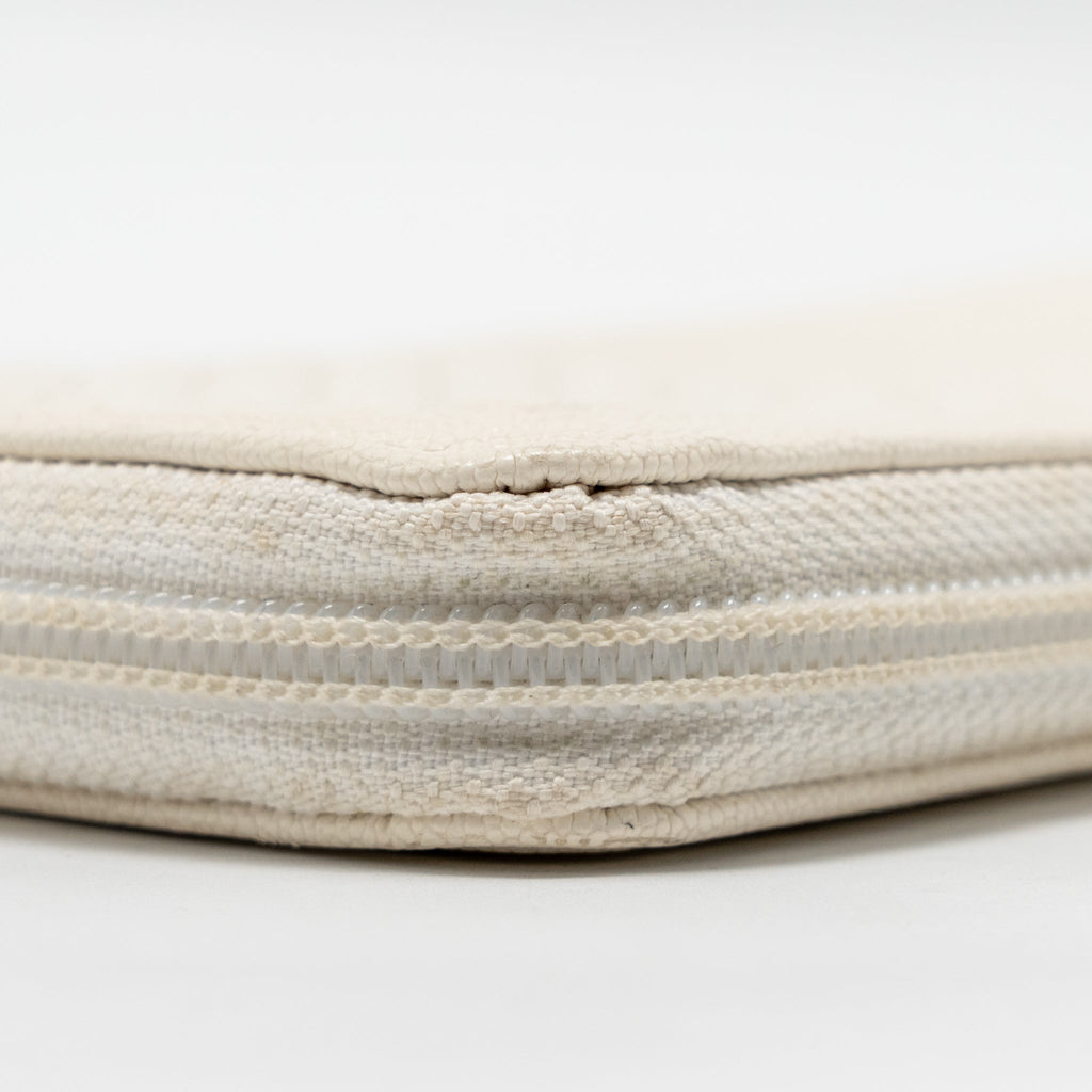 CHANEL CHEVRON BOY ZIP LONG WALLET CAVIAR WHITE LGHW