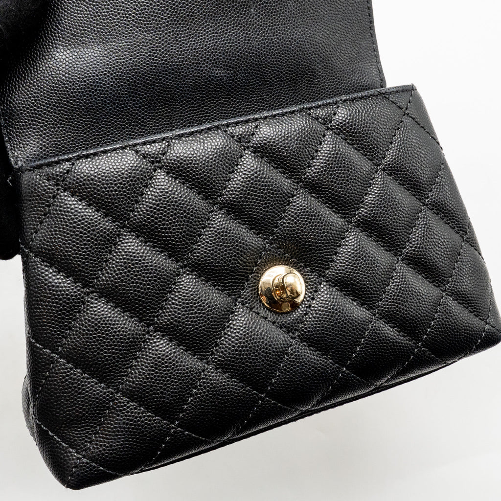 CHANEL MINI COCO HANDLE CAVIAR BLACK LGHW (MICROCHIP)