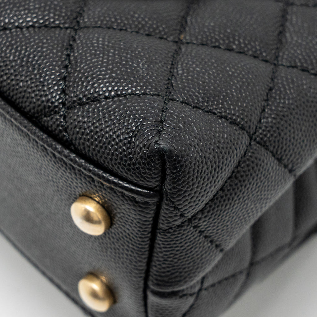 CHANEL SMALL COCO HANDLE WITH PYTHON HANDLE CAVIAR BLACK/BURGUNDY GHW