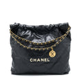 CHANEL 22 BAG MEDIUM SHINY CALFSKIN BLACK GHW (MICROCHIP)
