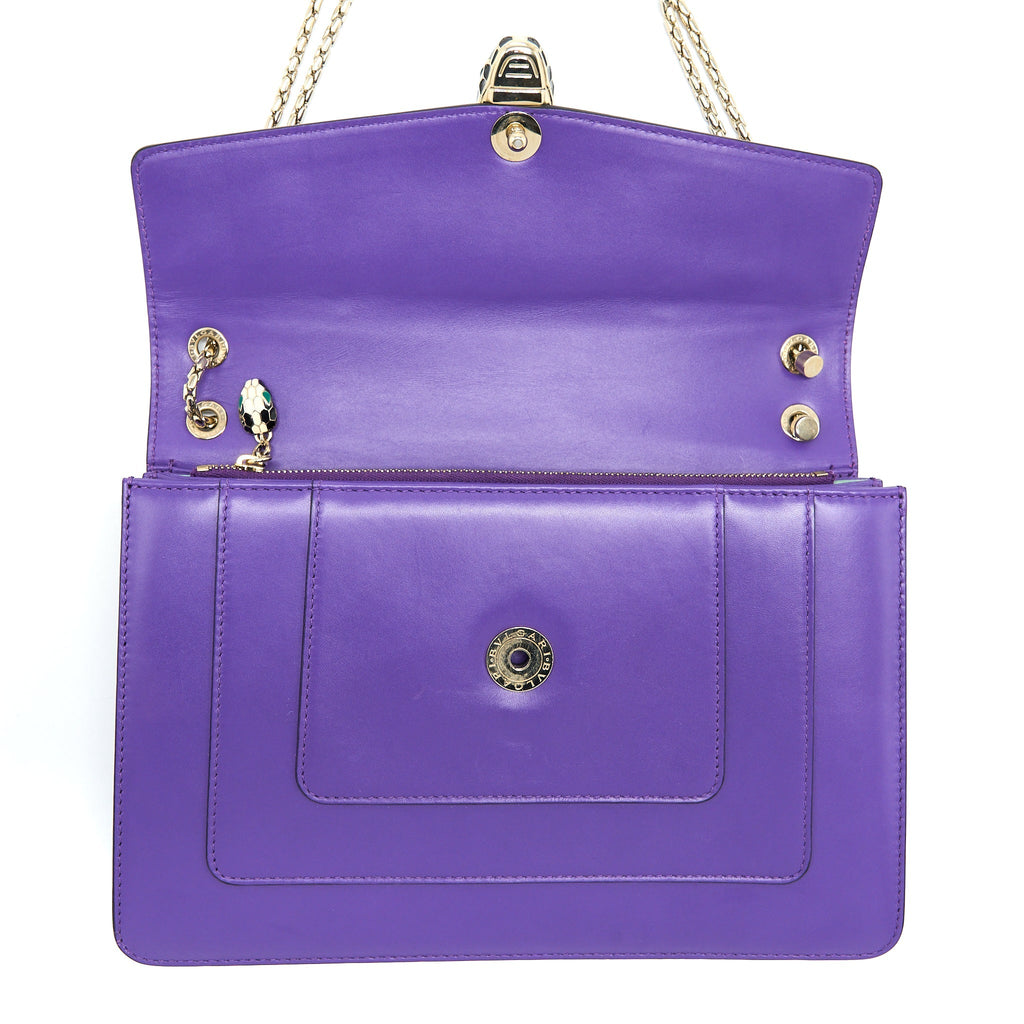 BVLGARI SERPENTI FOREVER SHOULDER BAG CALFSKIN PURPLE GHW