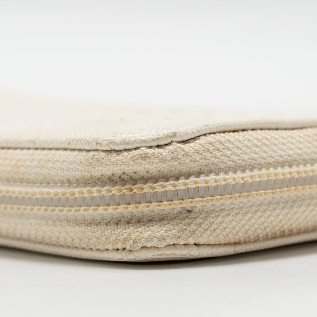 CHANEL CHEVRON BOY ZIP LONG WALLET CAVIAR WHITE LGHW