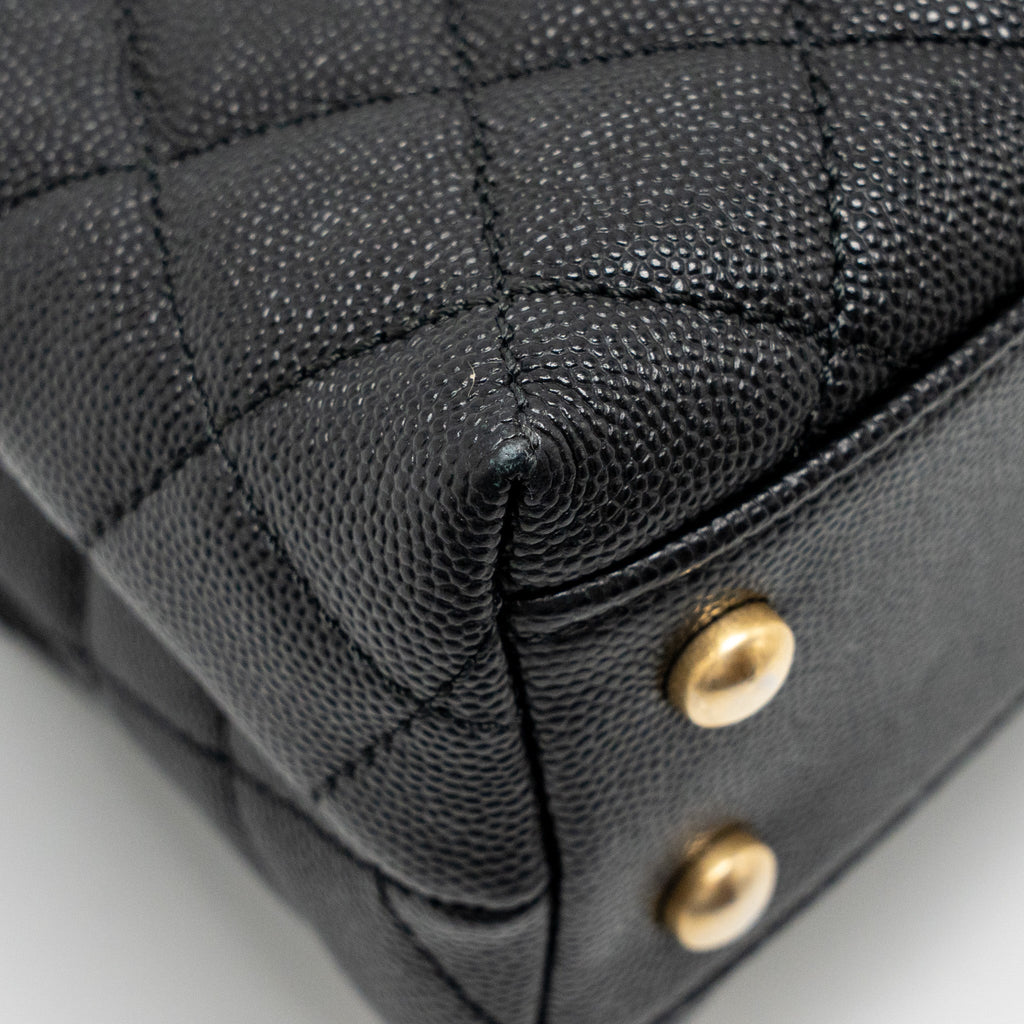 CHANEL SMALL COCO HANDLE WITH PYTHON HANDLE CAVIAR BLACK/BURGUNDY GHW
