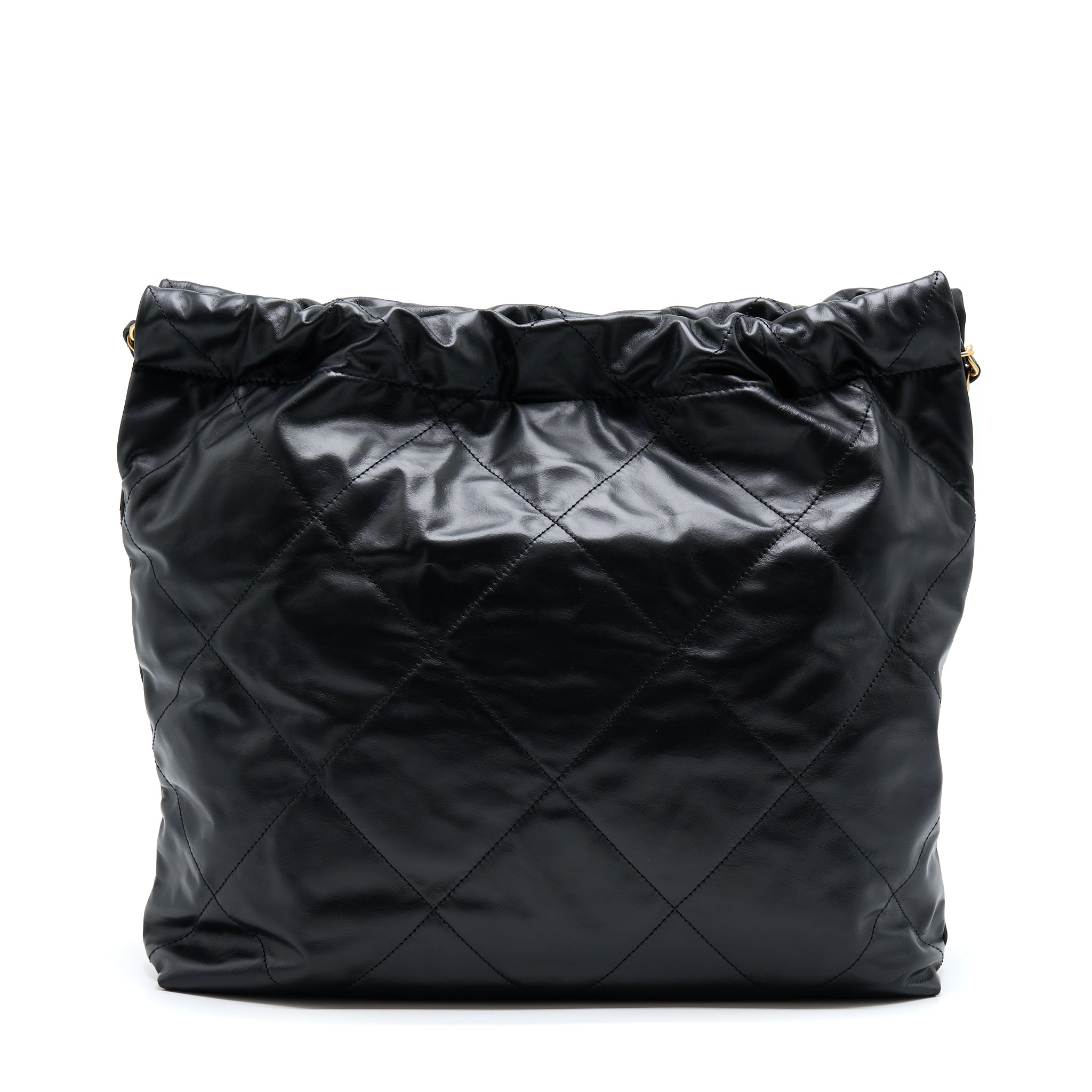 CHANEL 22 BAG MEDIUM SHINY CALFSKIN BLACK GHW (MICROCHIP)