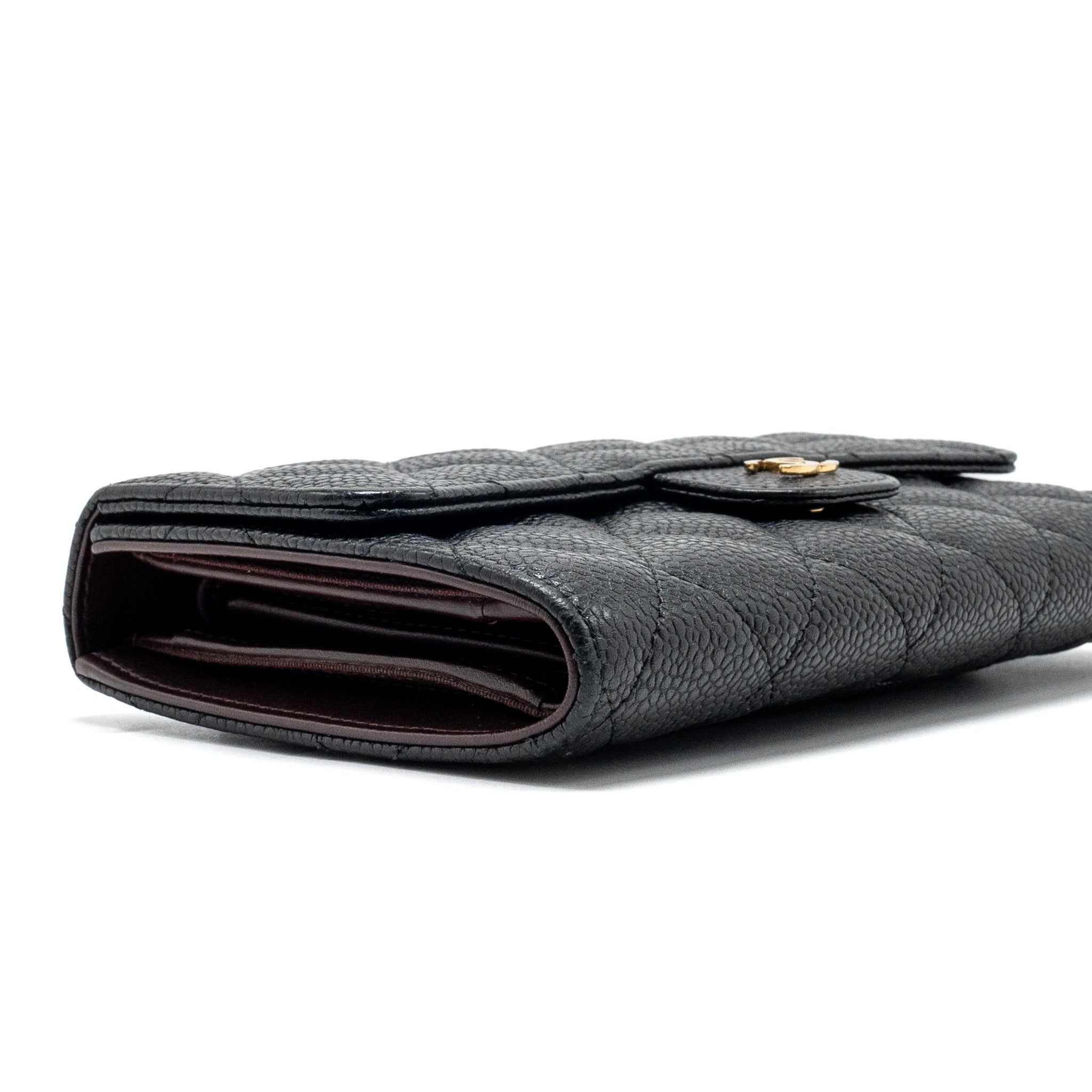CHANEL CLASSIC FLAP LONG WALLET CAVIAR BLACK GHW