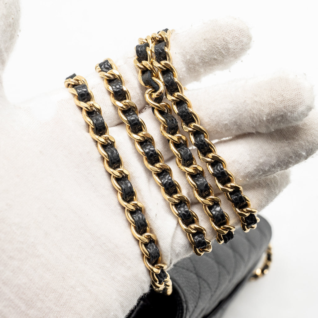CHANEL CLASSIC WALLET ON CHAIN CAVIAR BLACK GHW (MICROCHIP)