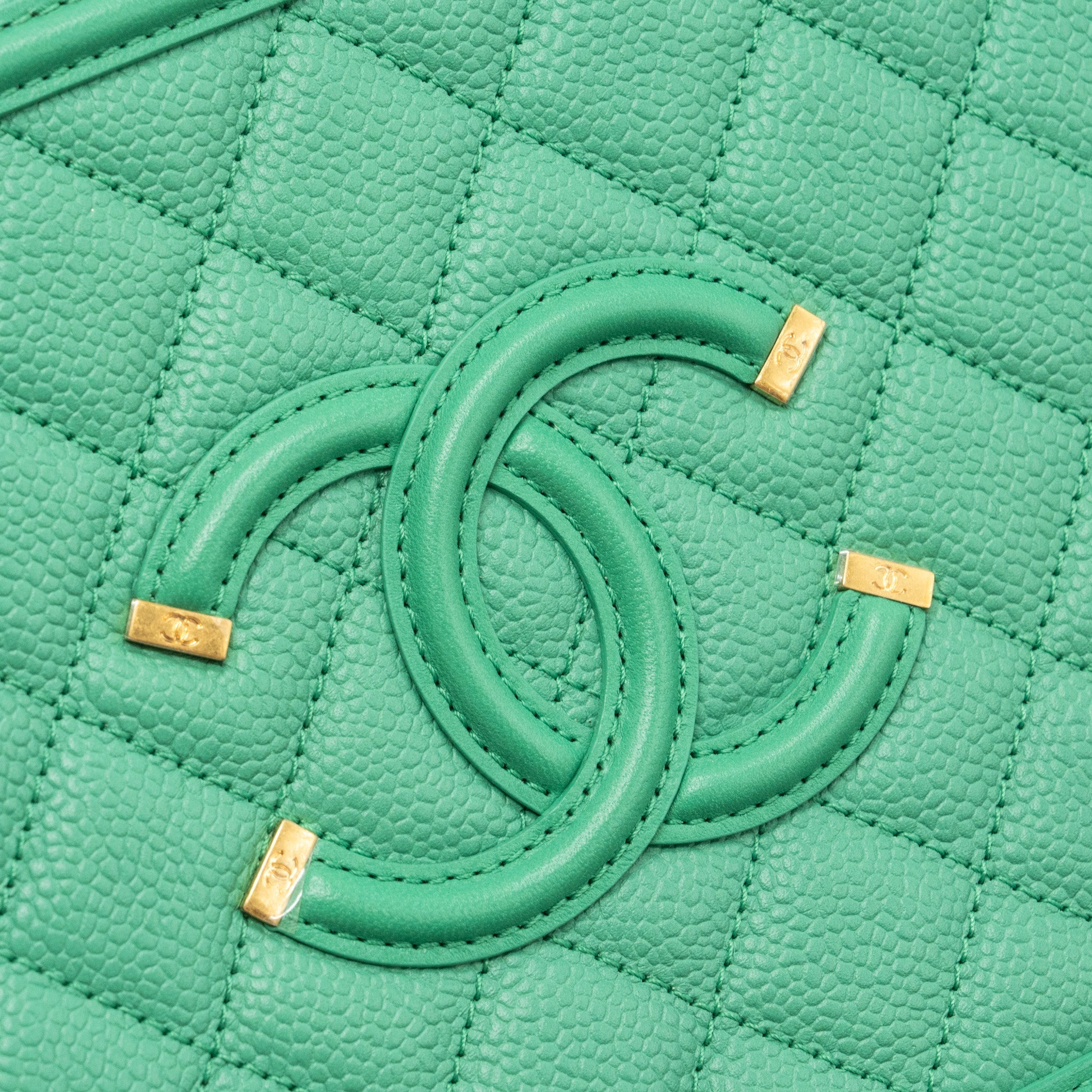 CHANEL MEDIUM FILIGREE VANITY CASE CAVIAR GREEN GHW