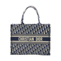 DIOR MEDIUM BOOK TOTE OBLIQUE EMBROIDERY BLUE