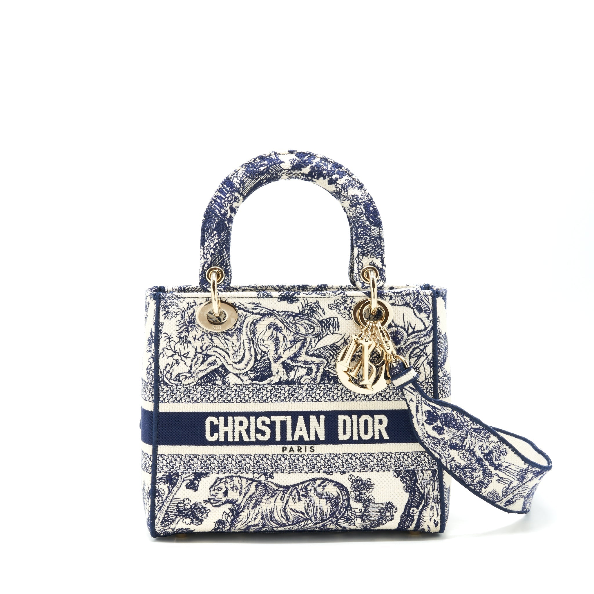 DIOR MEDIUM LADY DIOR D-LITE BAG NAVY GHW