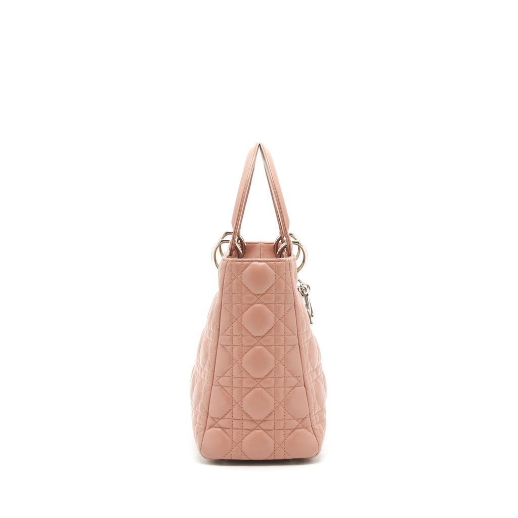 DIOR MEDIUM LADY DIOR LAMBSKIN BLUSH SHW