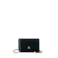 CHANEL VELVET PEARL CRUSH WALLET ON CHAIN BLACK LGHW